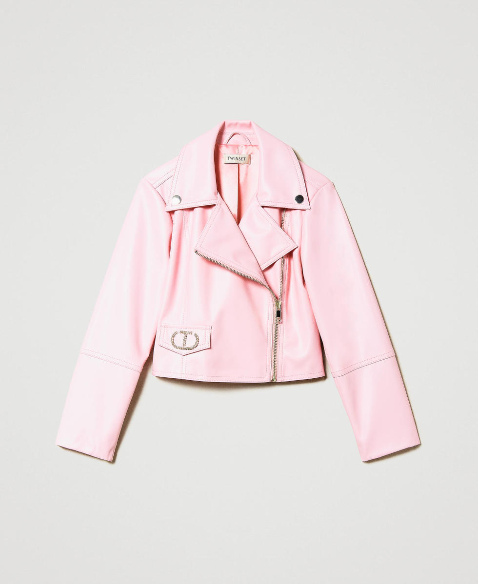 Leather-like biker jacket