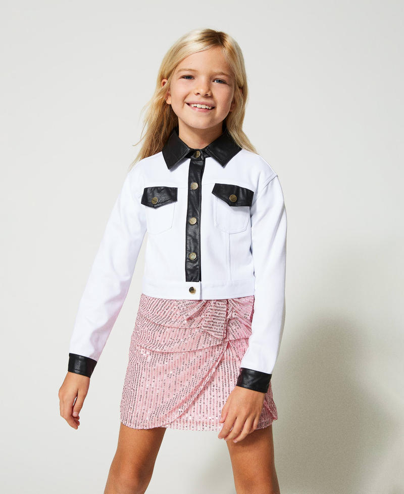 Giacca con dettagli effetto pelle