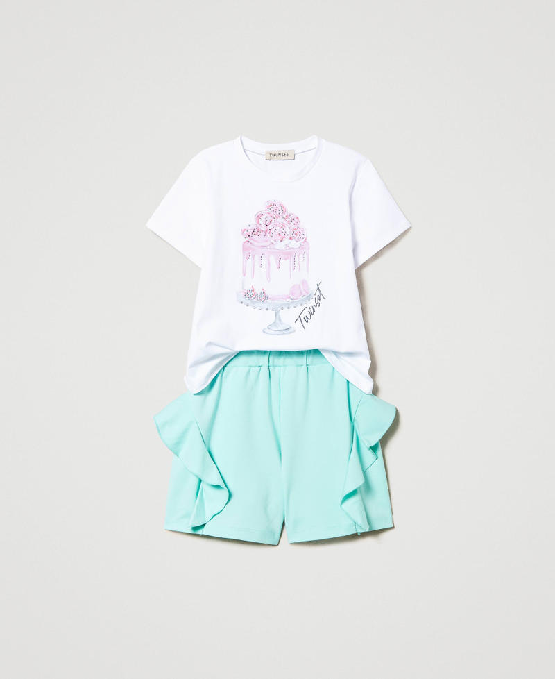 T-shirt imprimé et short volanté