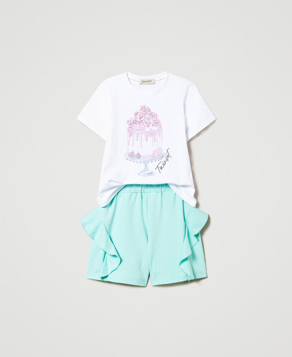 T-shirt imprimé et short volanté