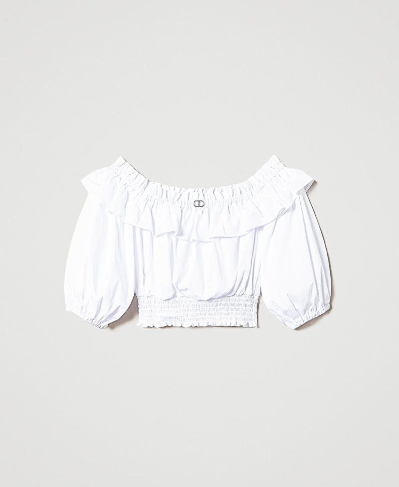 Poplin blouse with ruffles