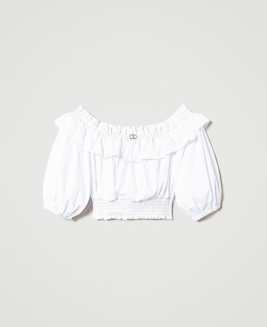 Poplin blouse with ruffles
