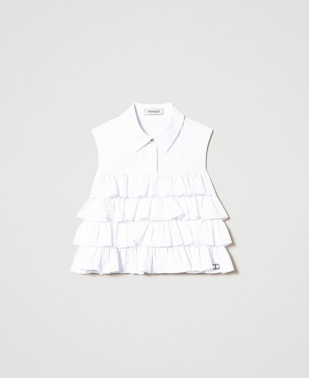 Poplin top with flounces