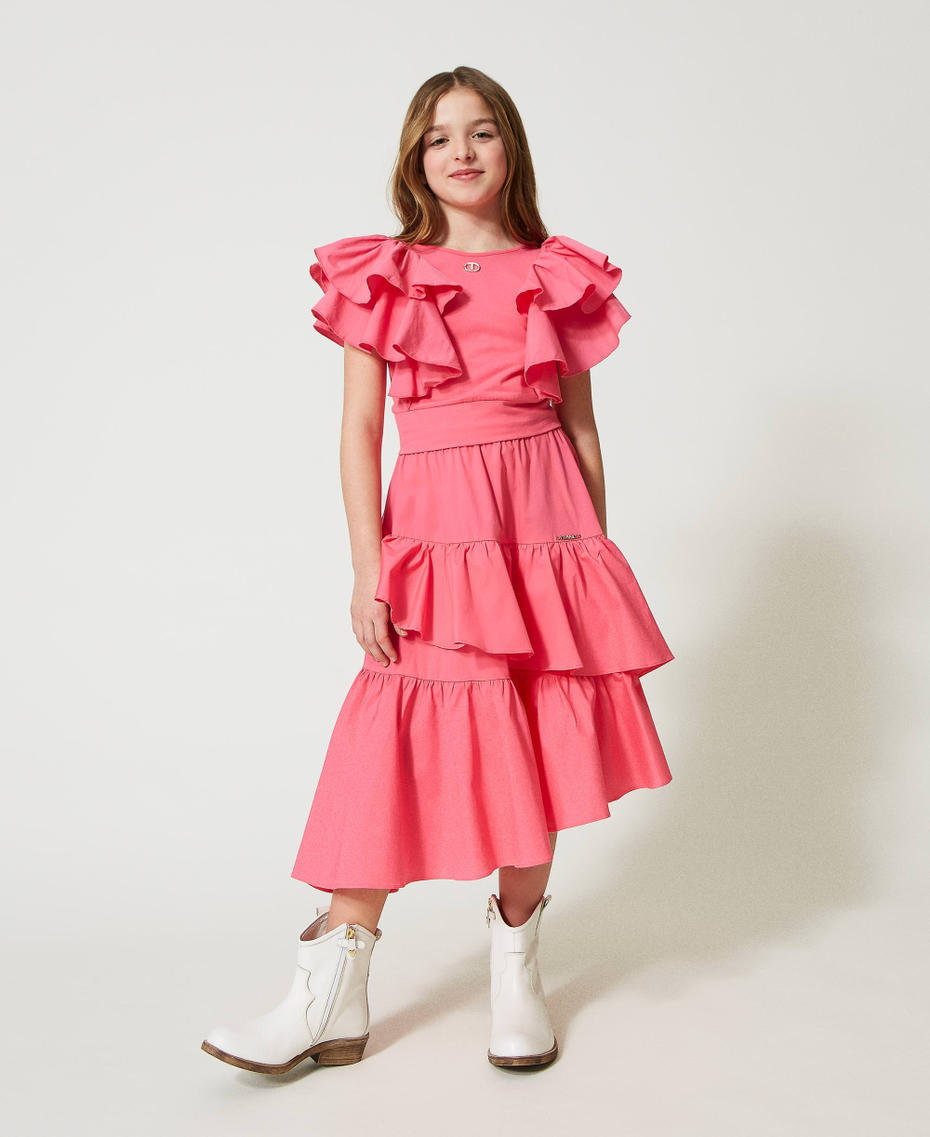 Poplin skirt with flounces
