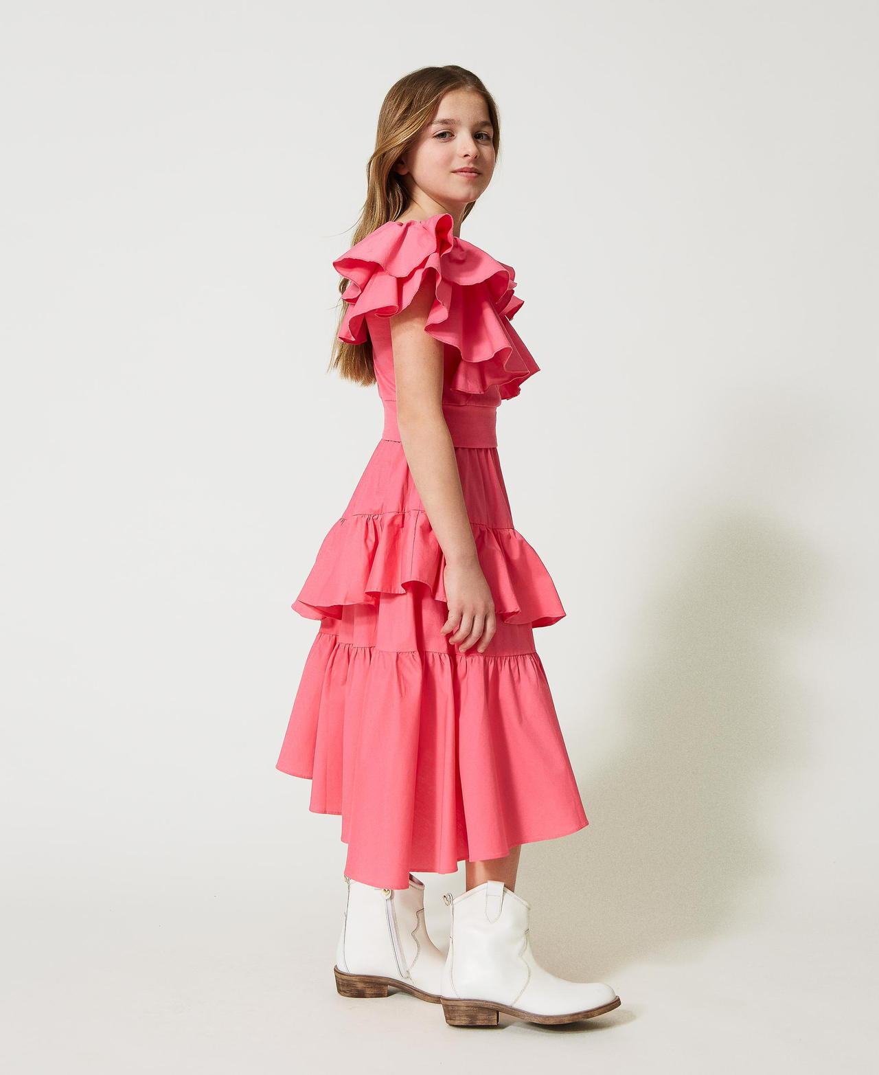 Poplin skirt with flounces