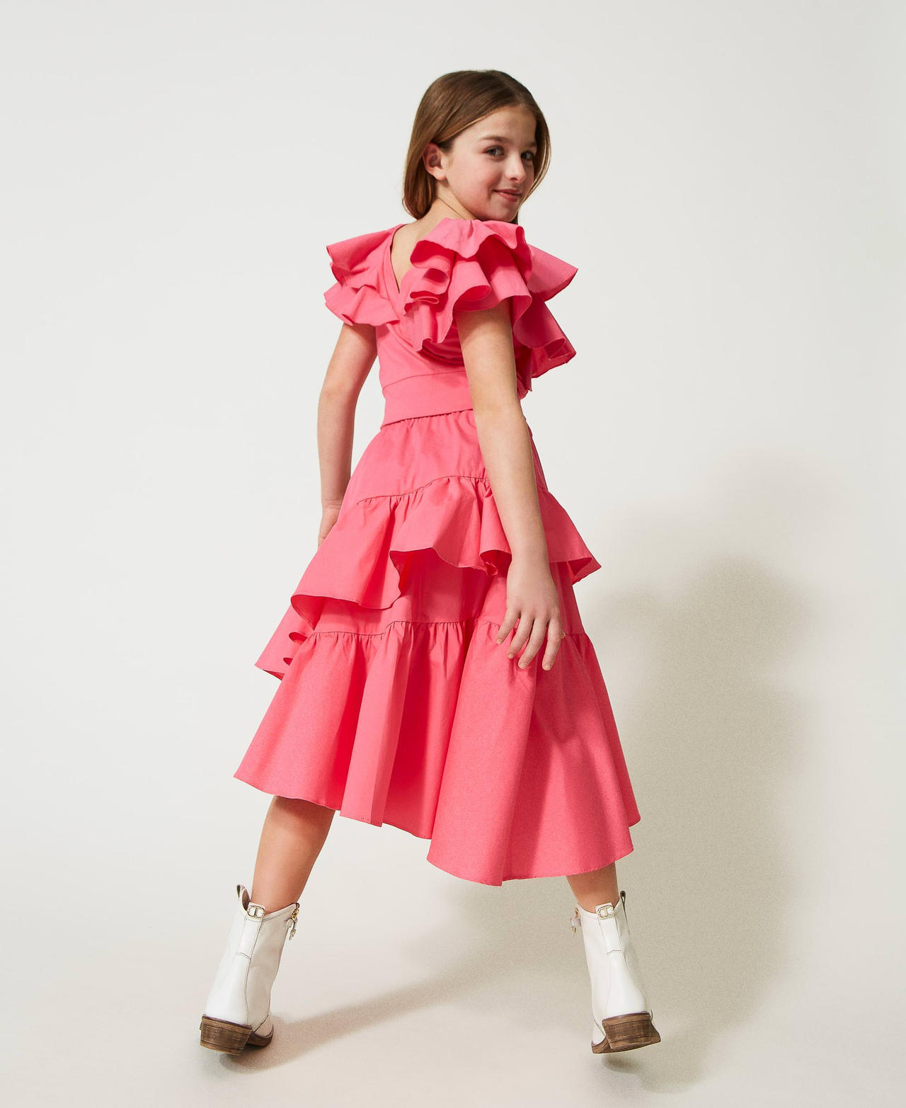 Poplin skirt with flounces