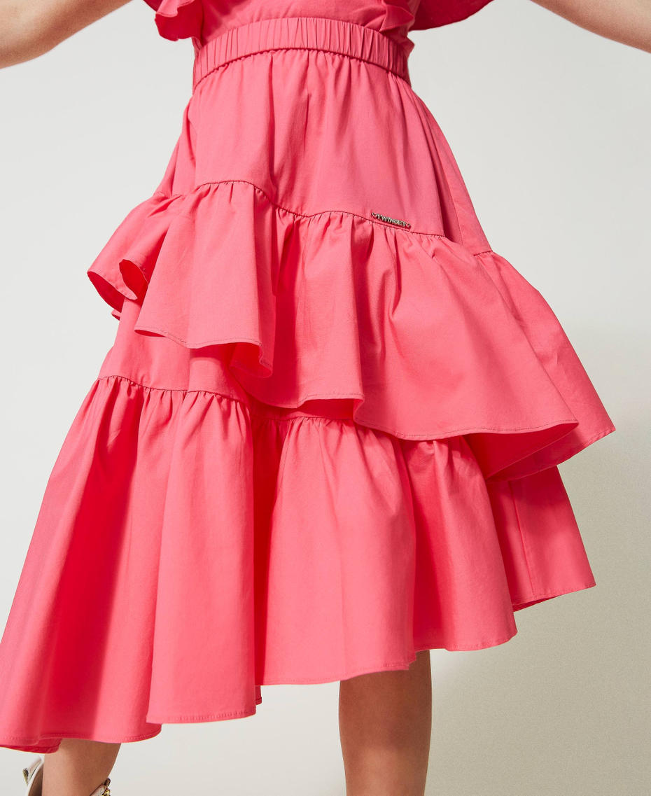Poplin skirt with flounces