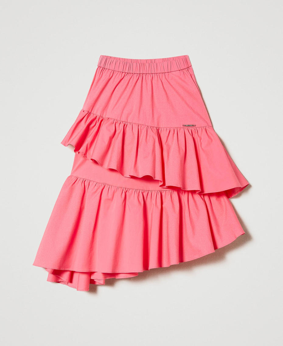 Poplin skirt with flounces Geranium Child 231GJ2045-0S