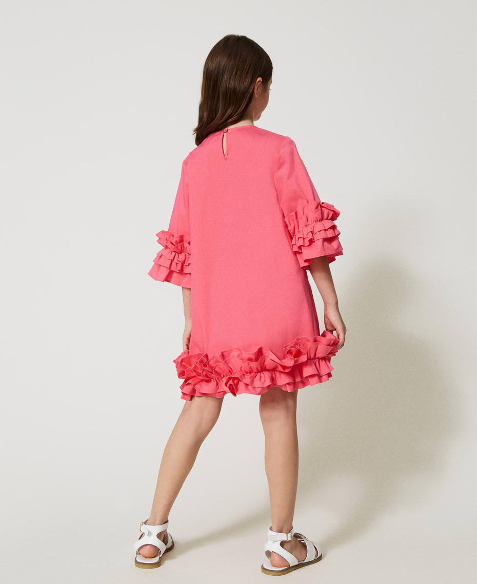 Short poplin dress with flounces