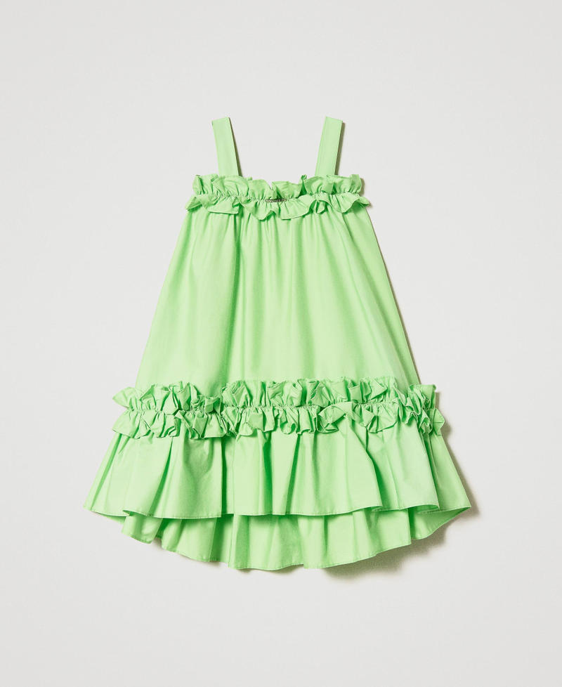 Robe courte en popeline avec volants et bretelles
