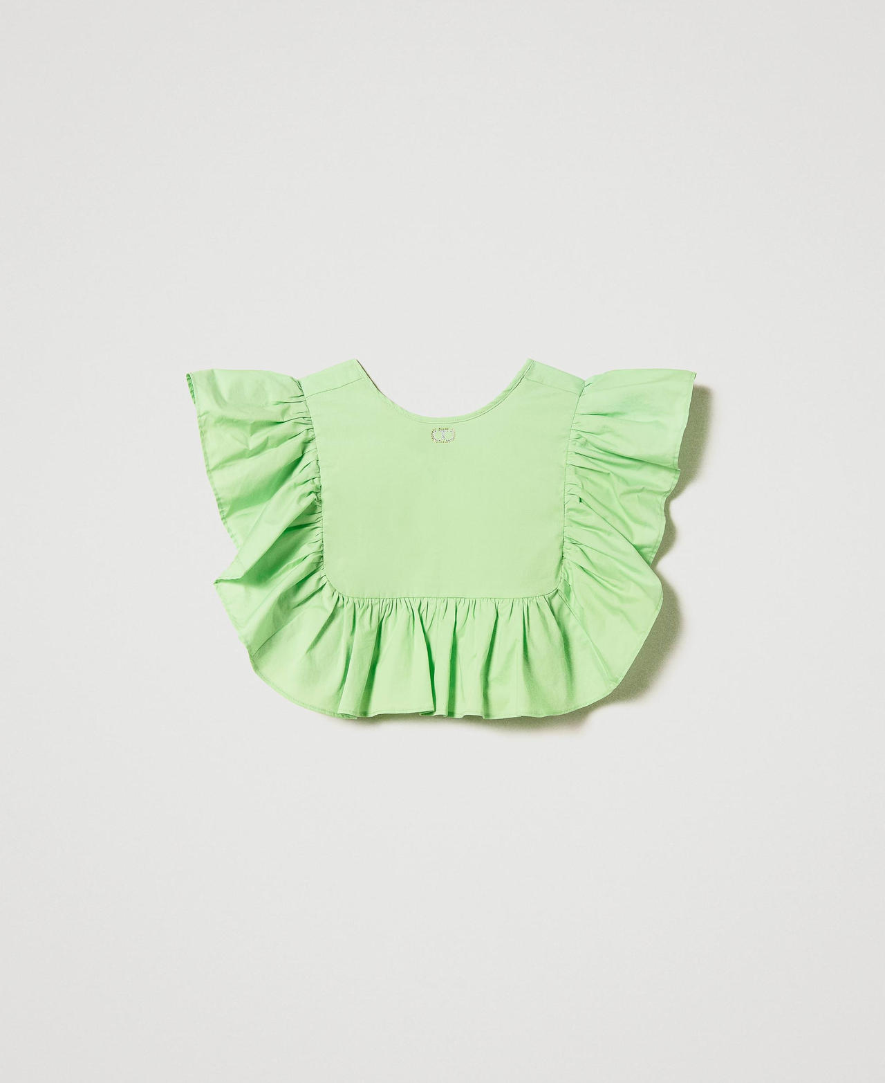 Cropped-Bluse aus Popeline mit Volant Grass Green Mädchen 231GJ2048-0S