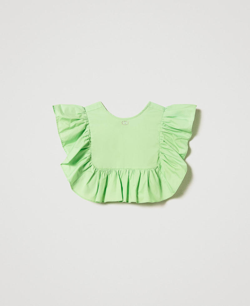 Cropped poplin blouse with ruffles