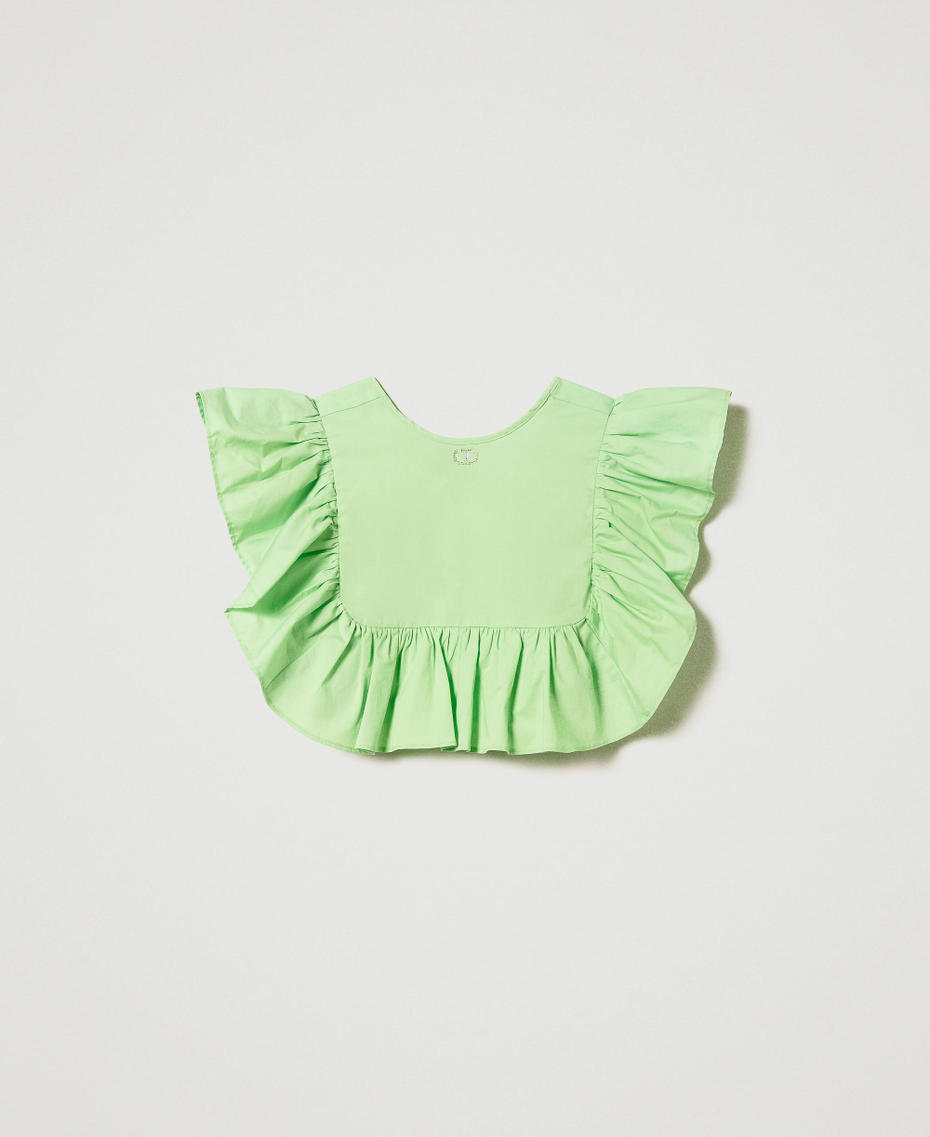 Cropped poplin blouse with ruffles