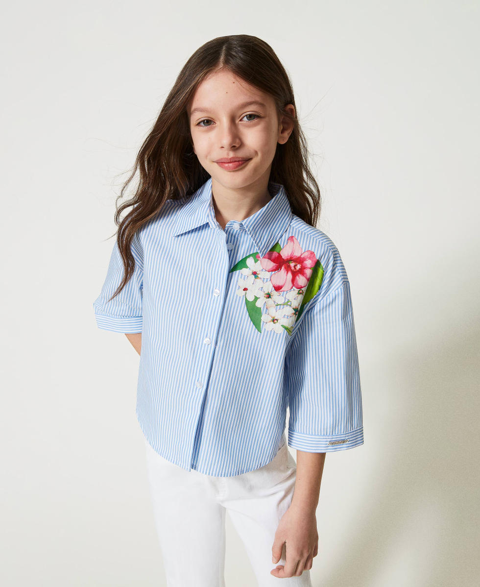 Oversize striped poplin shirt