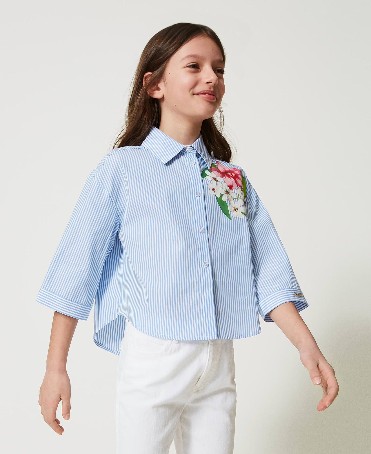 Camicia over in popeline a righe