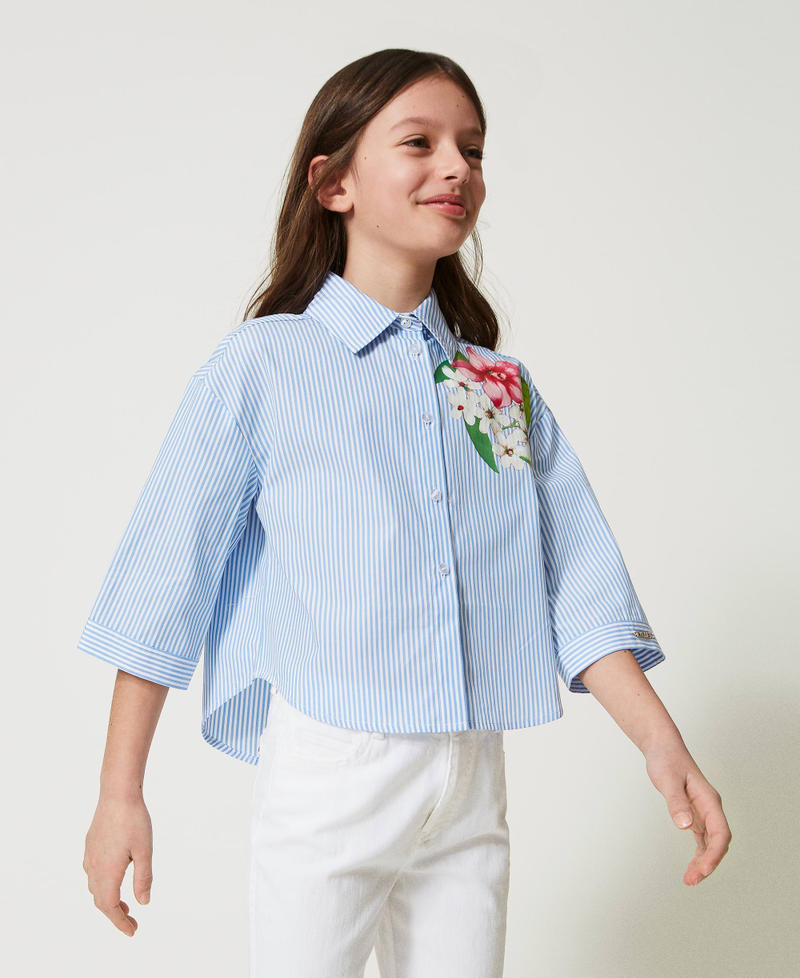 Camicia over in popeline a righe