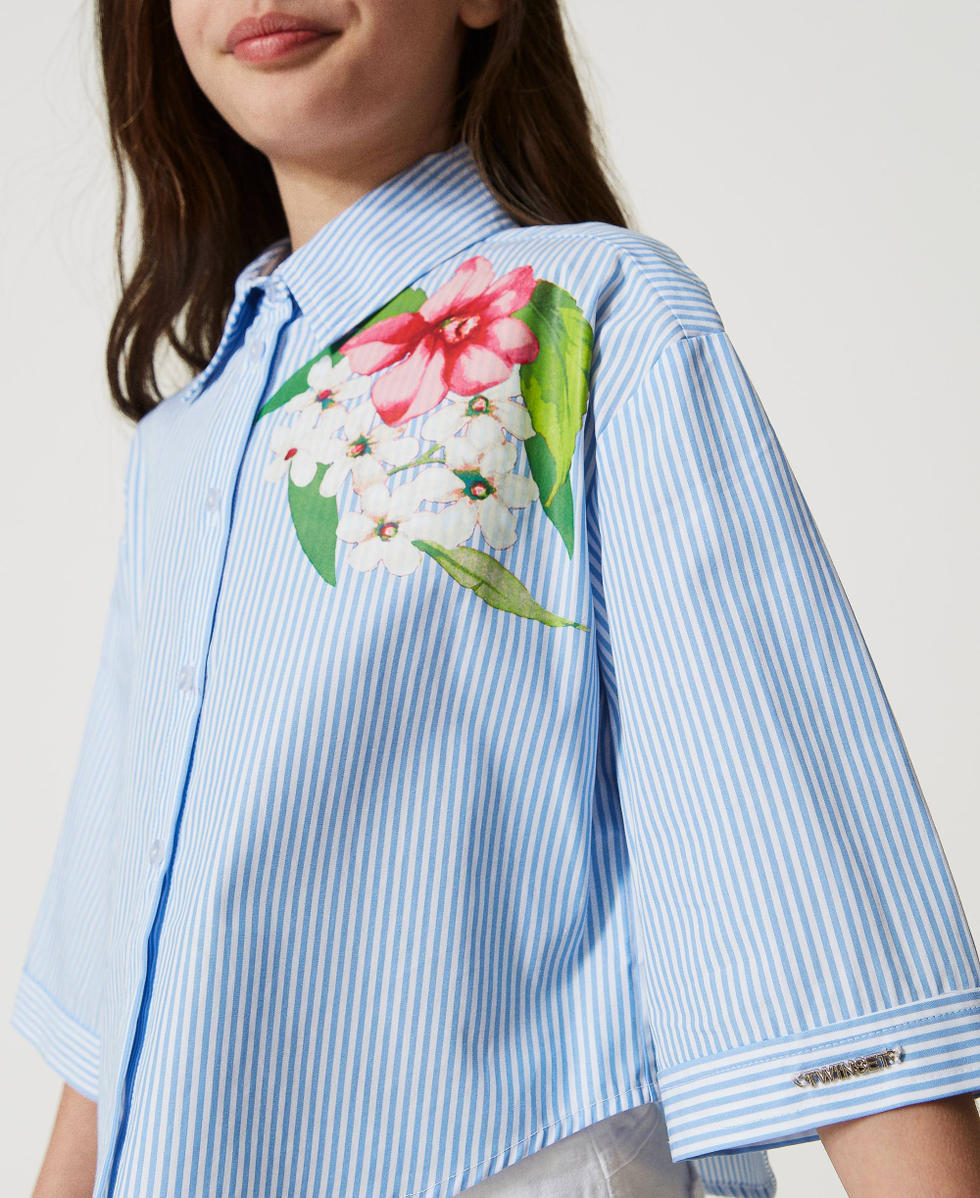 Oversize striped poplin shirt