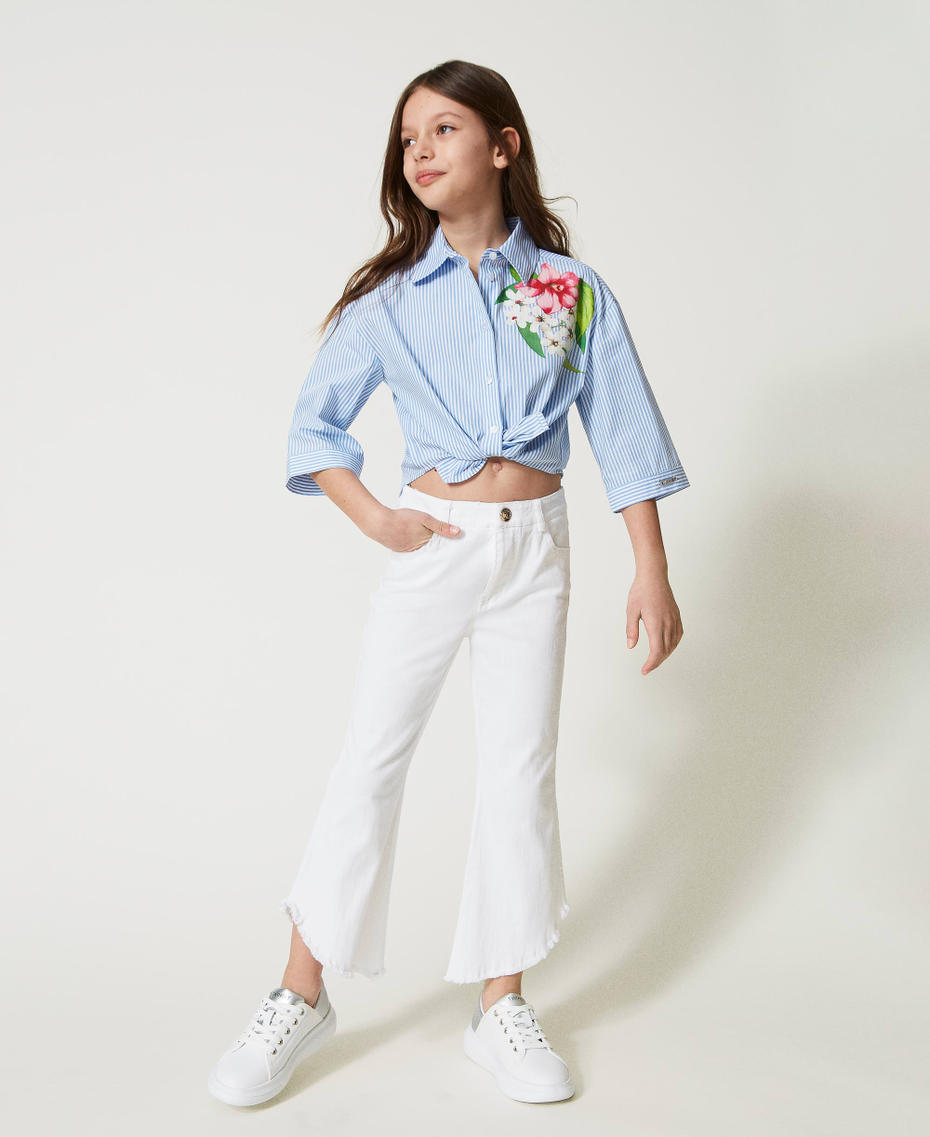 Camicia over in popeline a righe