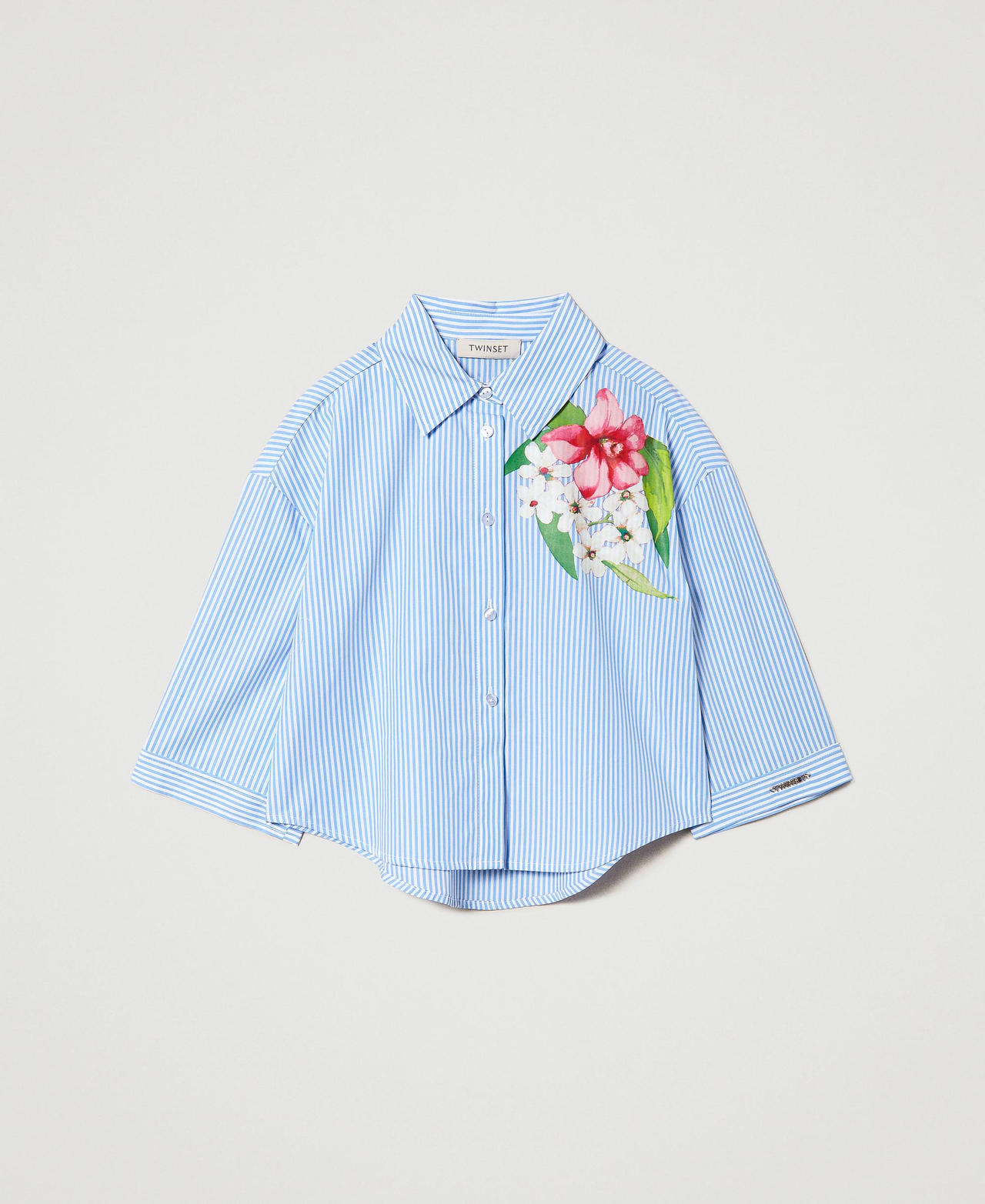 Oversize striped poplin shirt
