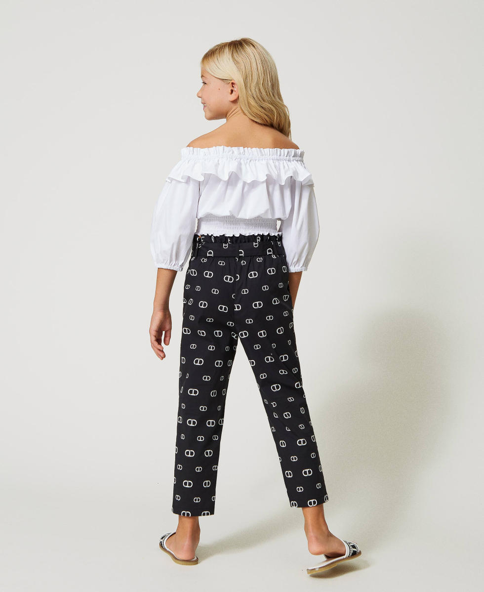 Poplin trousers with Oval T print