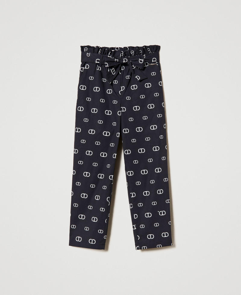 Poplin trousers with Oval T print