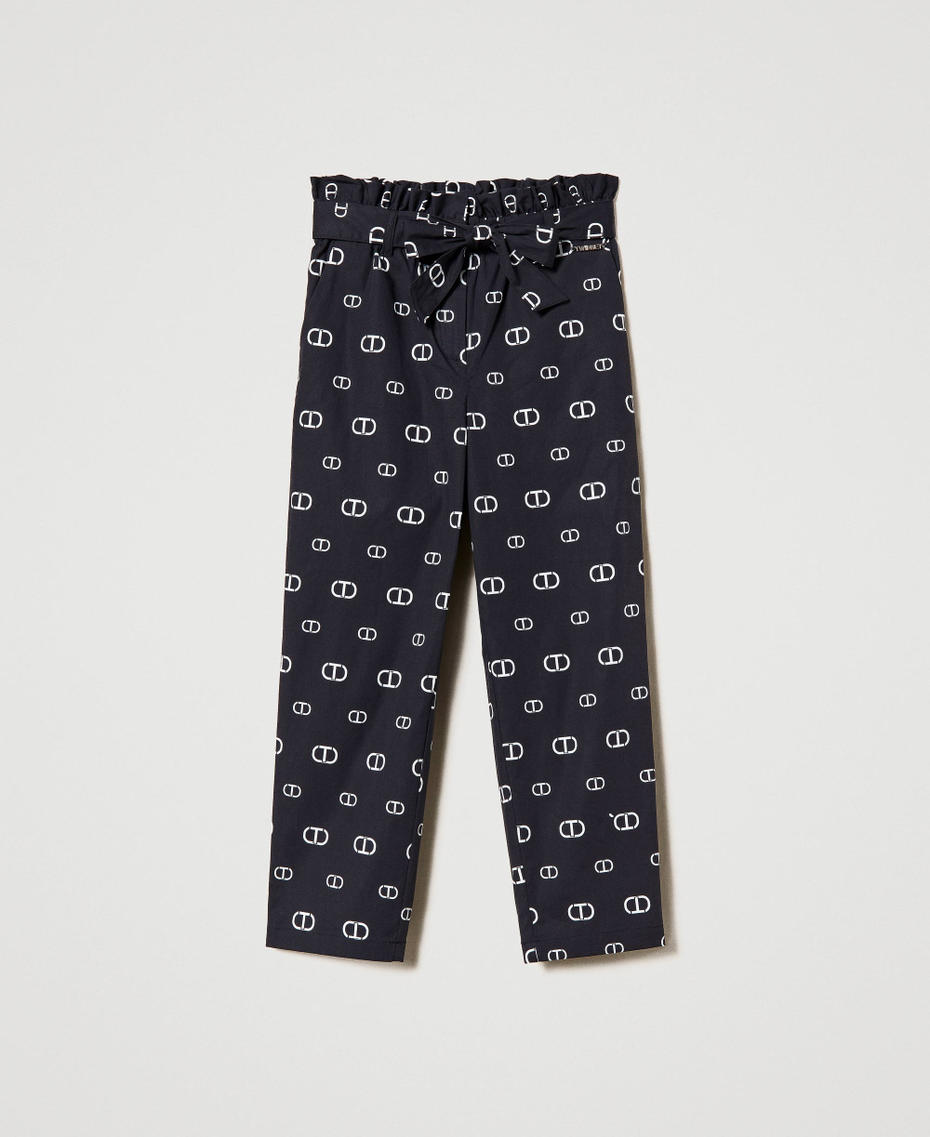 Poplin trousers with Oval T print