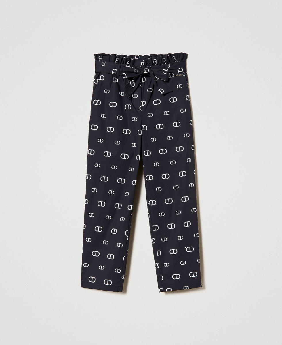 Poplin trousers with Oval T print