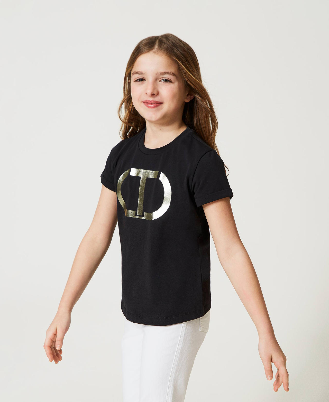 T-shirt with laminated Oval T logo