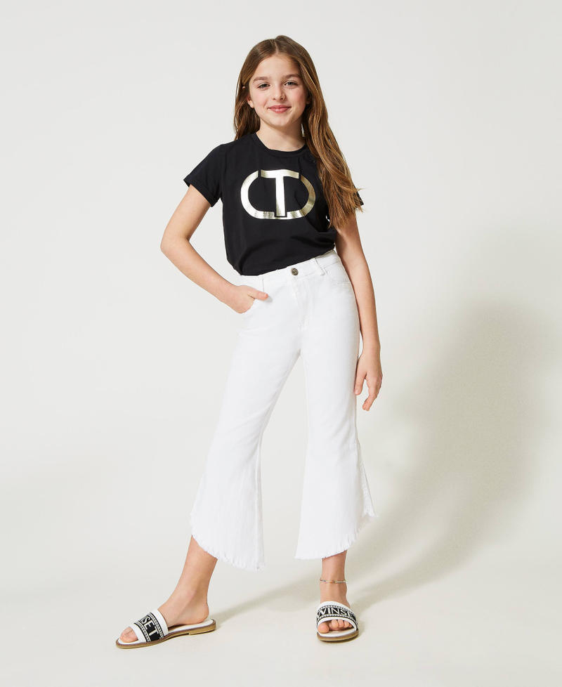 T-shirt with laminated Oval T logo