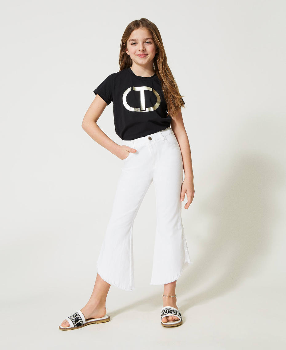 T-shirt with laminated Oval T logo