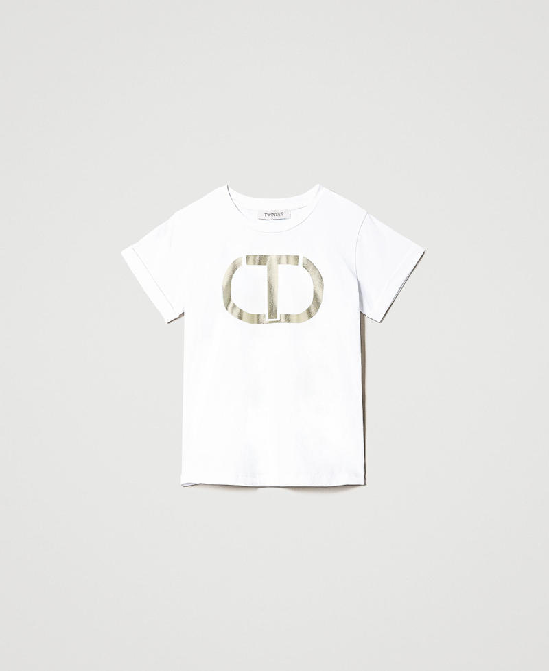 T-shirt con logo Oval T laminato Nero Bambina 231GJ205H-0S