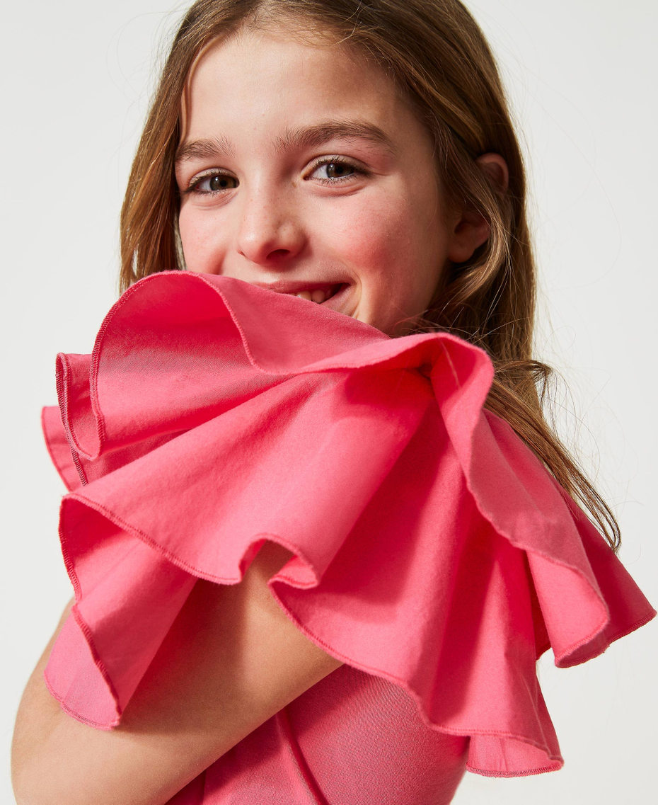 Blusa con balze in popeline