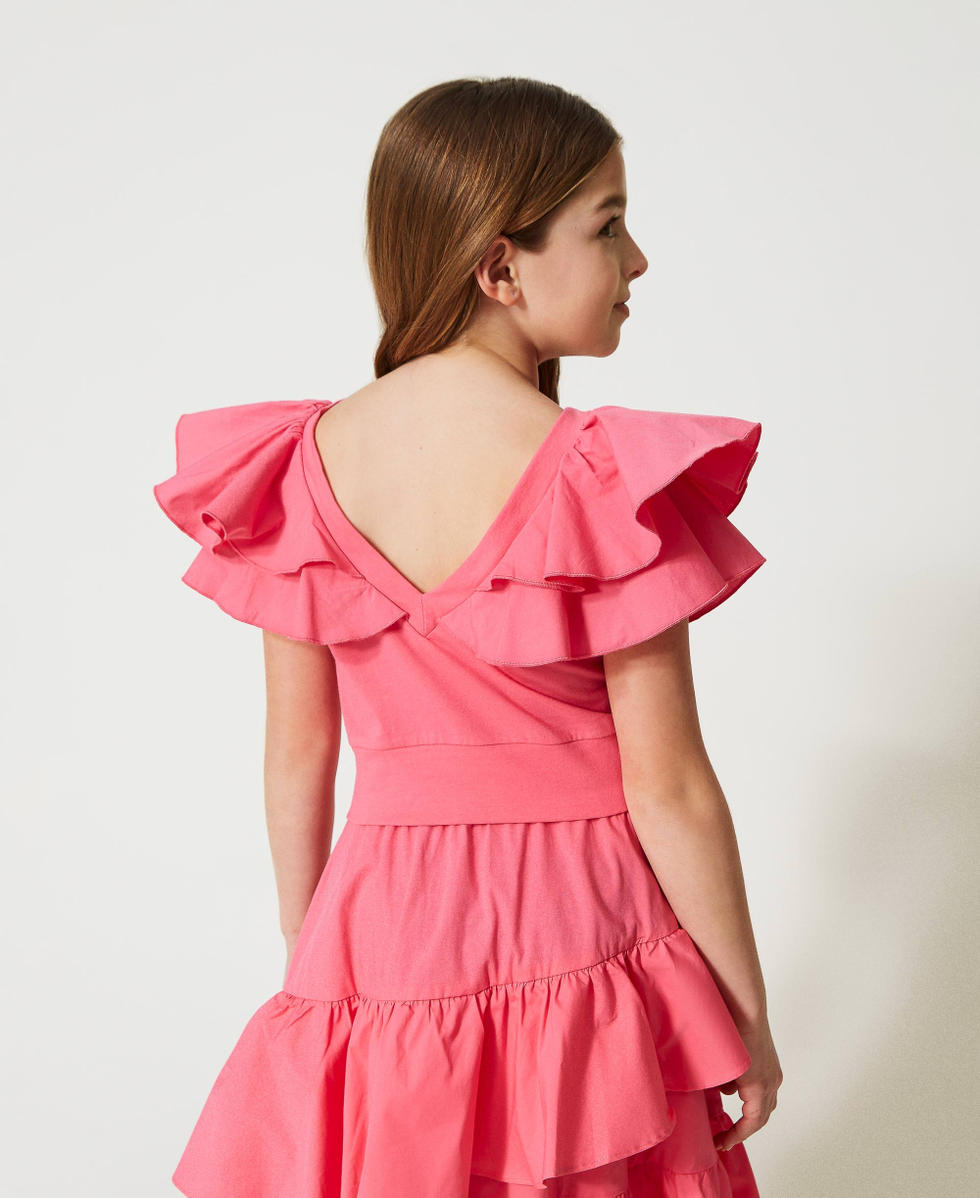 Blouse with poplin flounces
