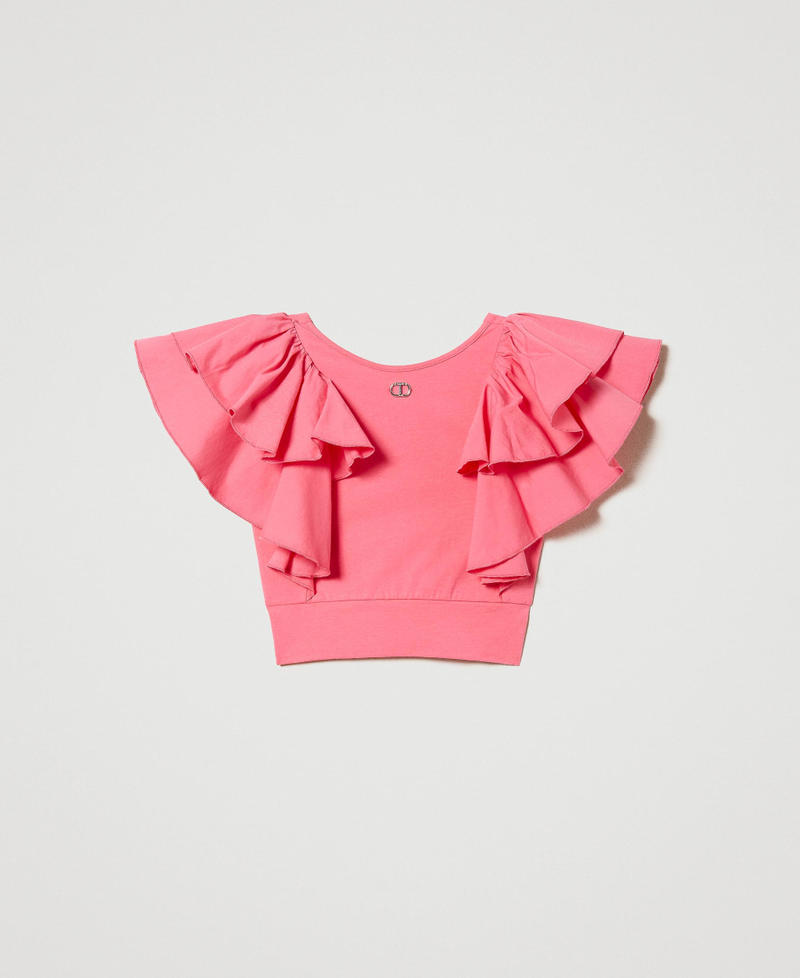 Blusa con balze in popeline