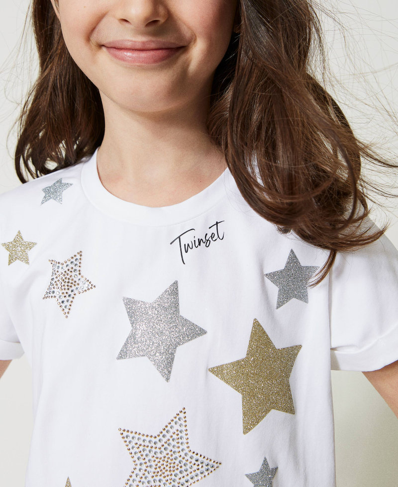 T-shirt con stampa di stelle glitter Meringa Bambina 231GJ2065-04