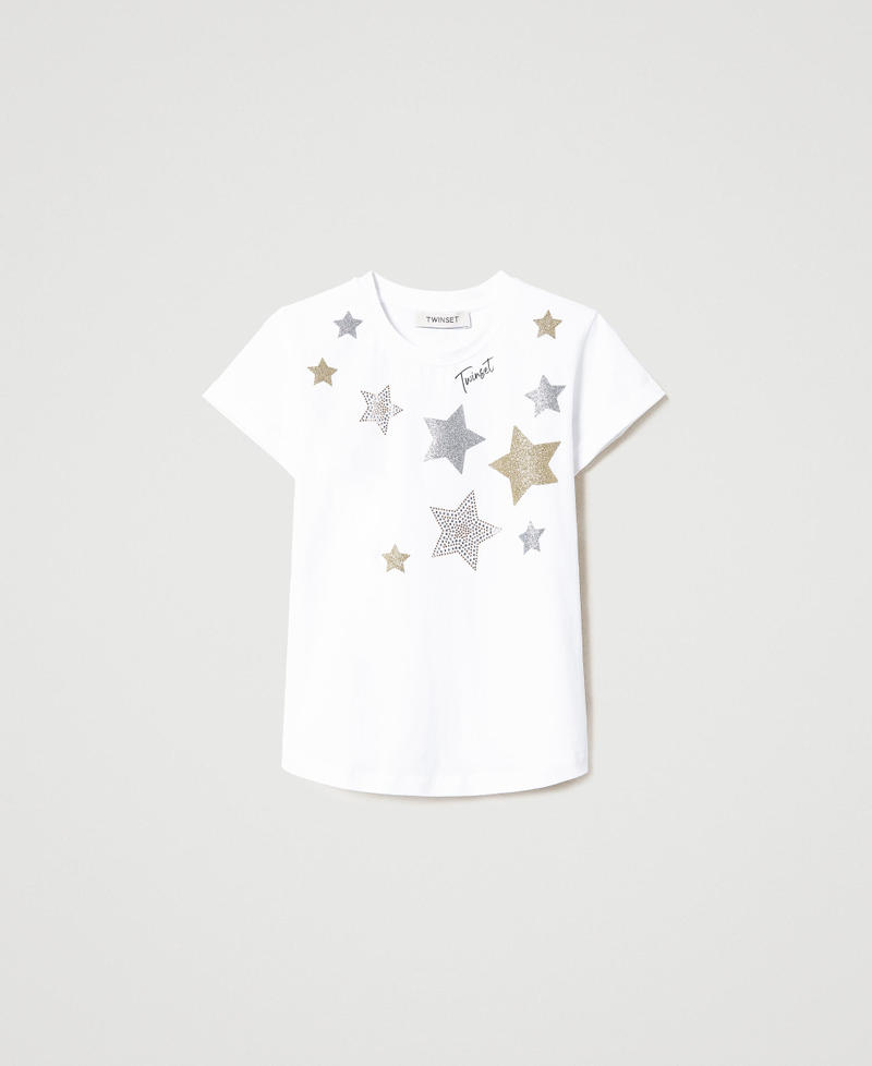 T-shirt con stampa di stelle glitter Meringa Bambina 231GJ2065-0S