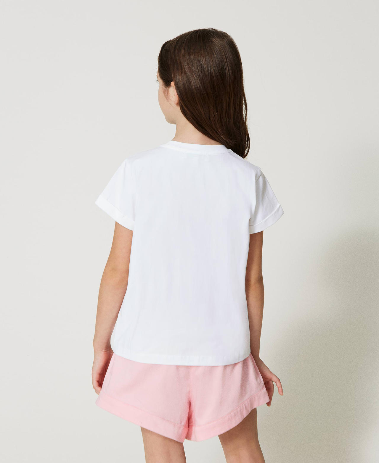 T-shirt with striped print and bow
