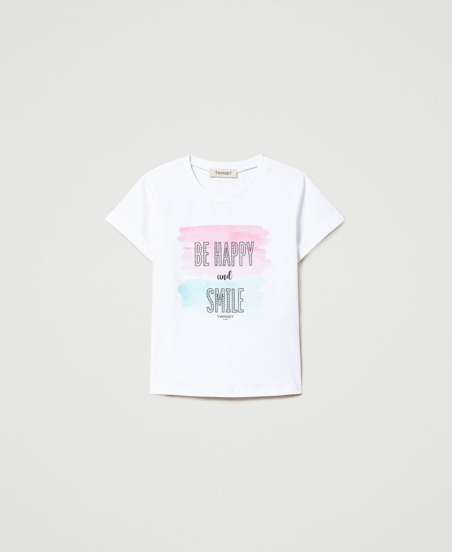 T-shirt avec inscription imprimée et strass