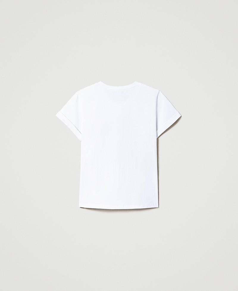 T-shirt avec inscription imprimée et strass