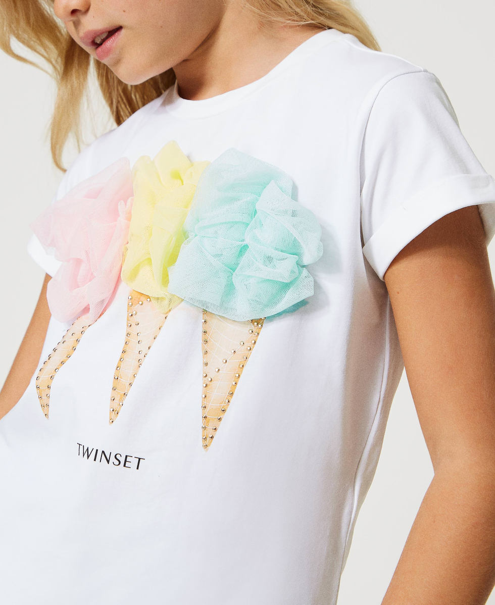 T-shirt with print and tulle