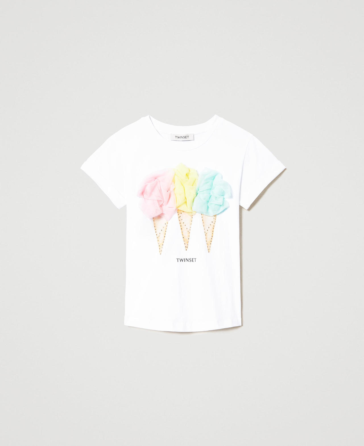T-shirt with print and tulle Meringue Girl 231GJ206C_00366_0S