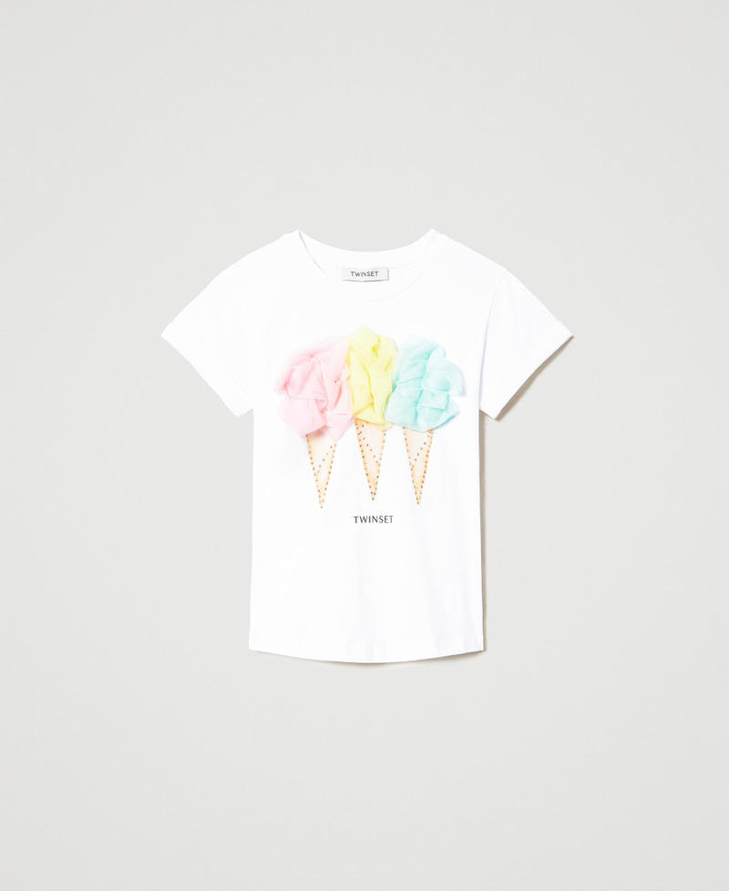 T-shirt con stampa e tulle