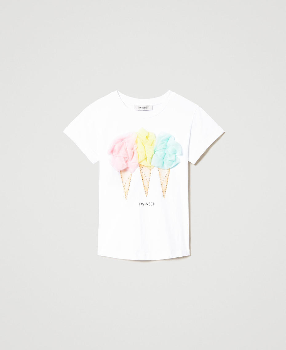 T-shirt con stampa e tulle