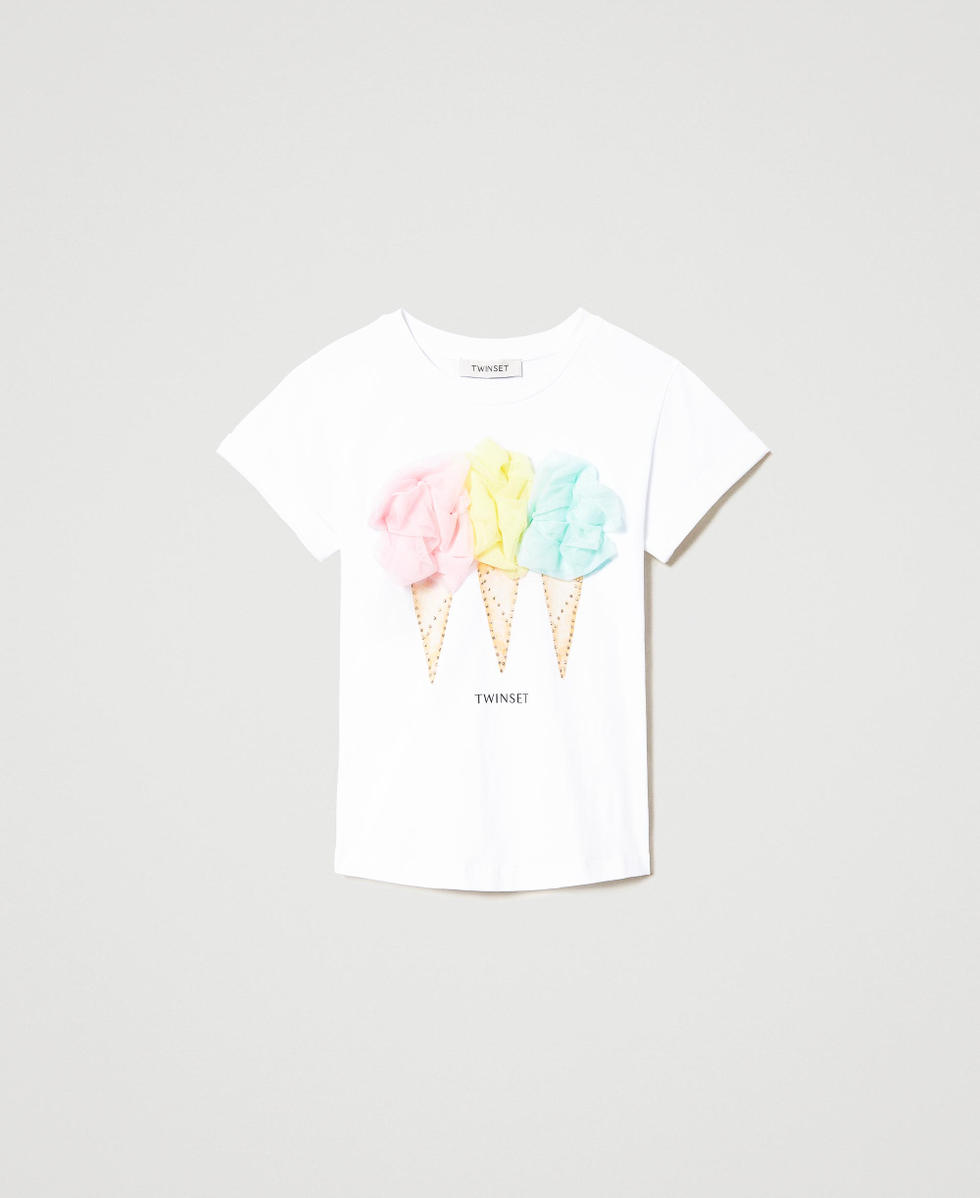 T-shirt with print and tulle