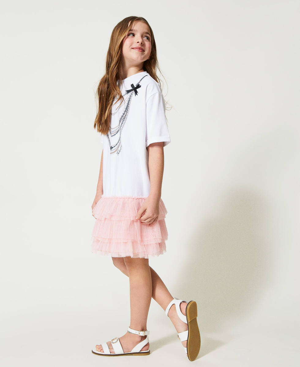 Oversize-Kleid mit plissiertem T&uuml;ll