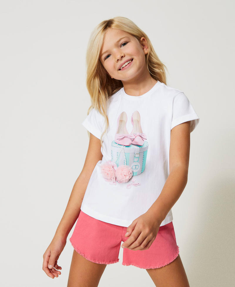 T-shirt with print and pompom Meringue Girl 231GJ206H-05