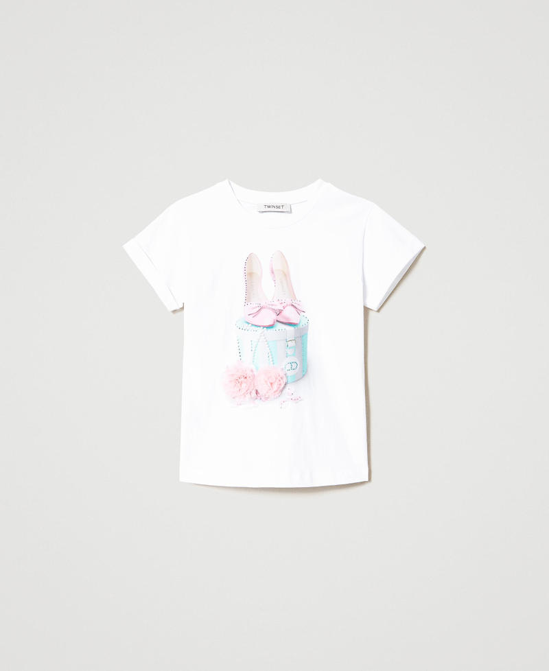 T-shirt with print and pompom