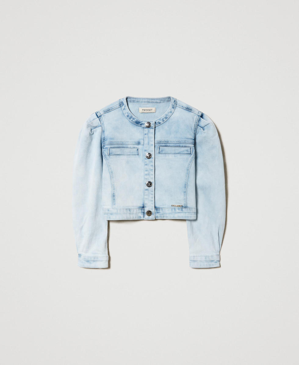 Denim jacket with puffed sleeves
