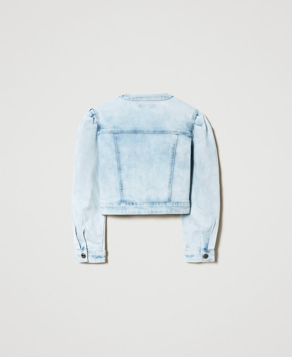 Denim jacket with puffed sleeves