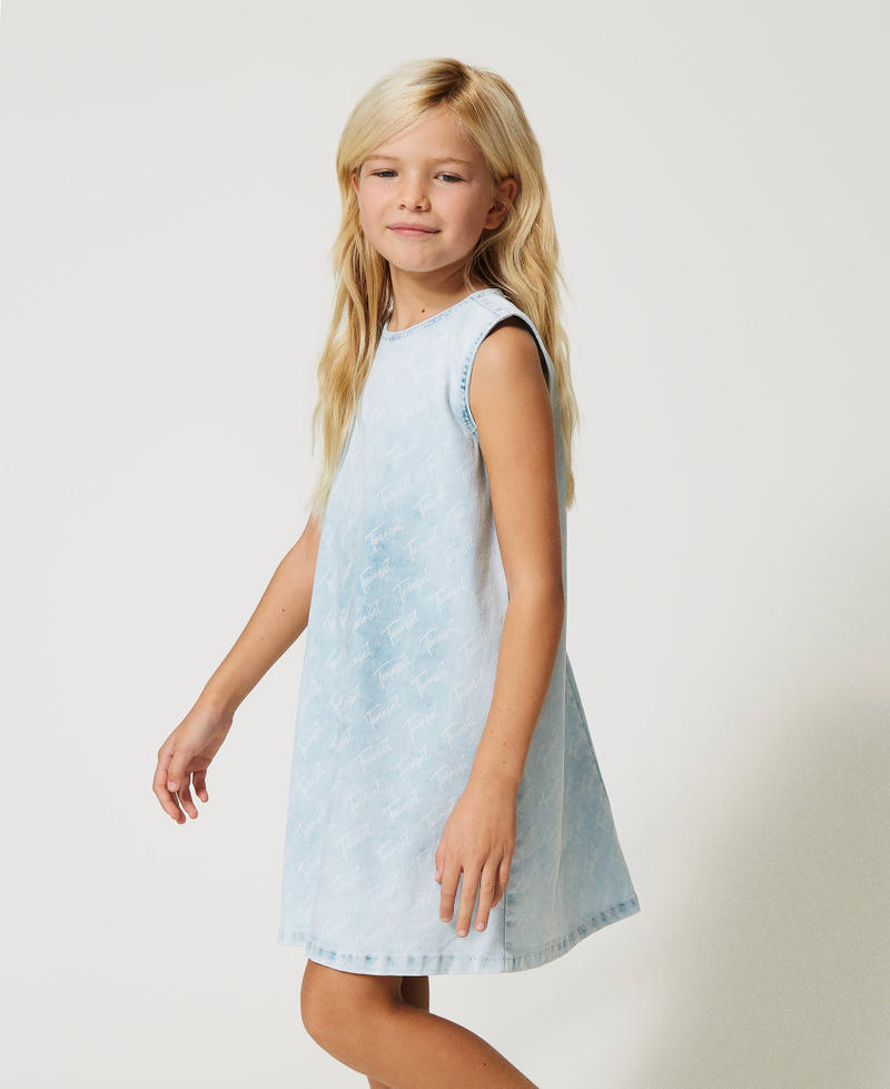 Robe courte en jean avec logo imprimé